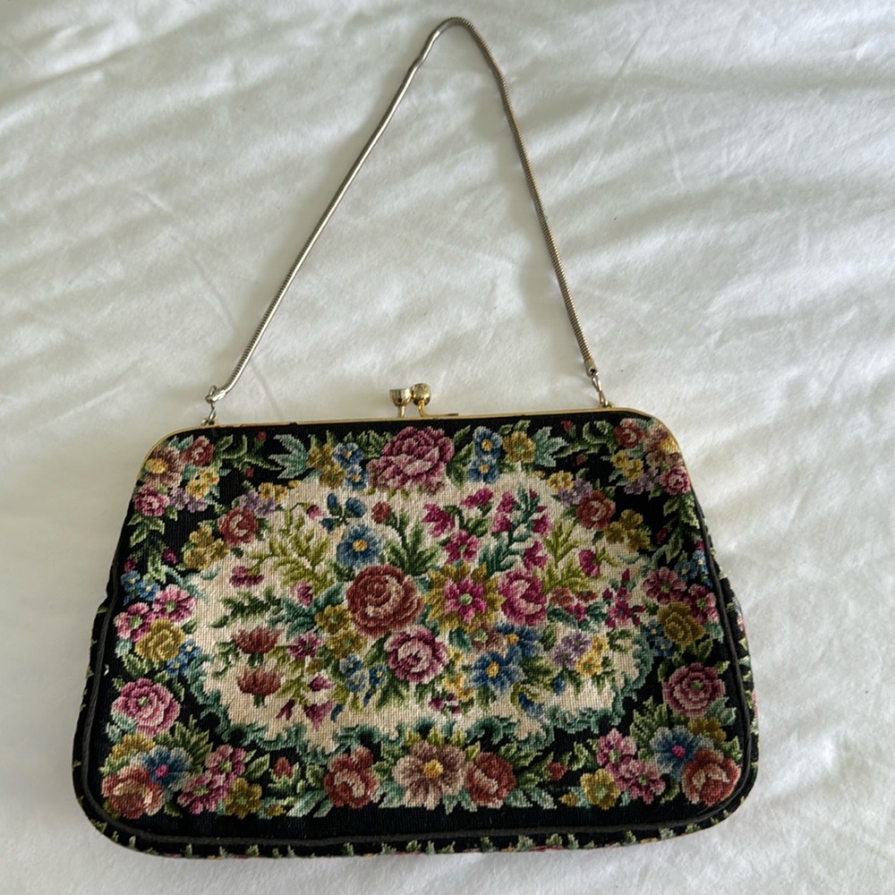 Vintage tapestry clutch style purse
